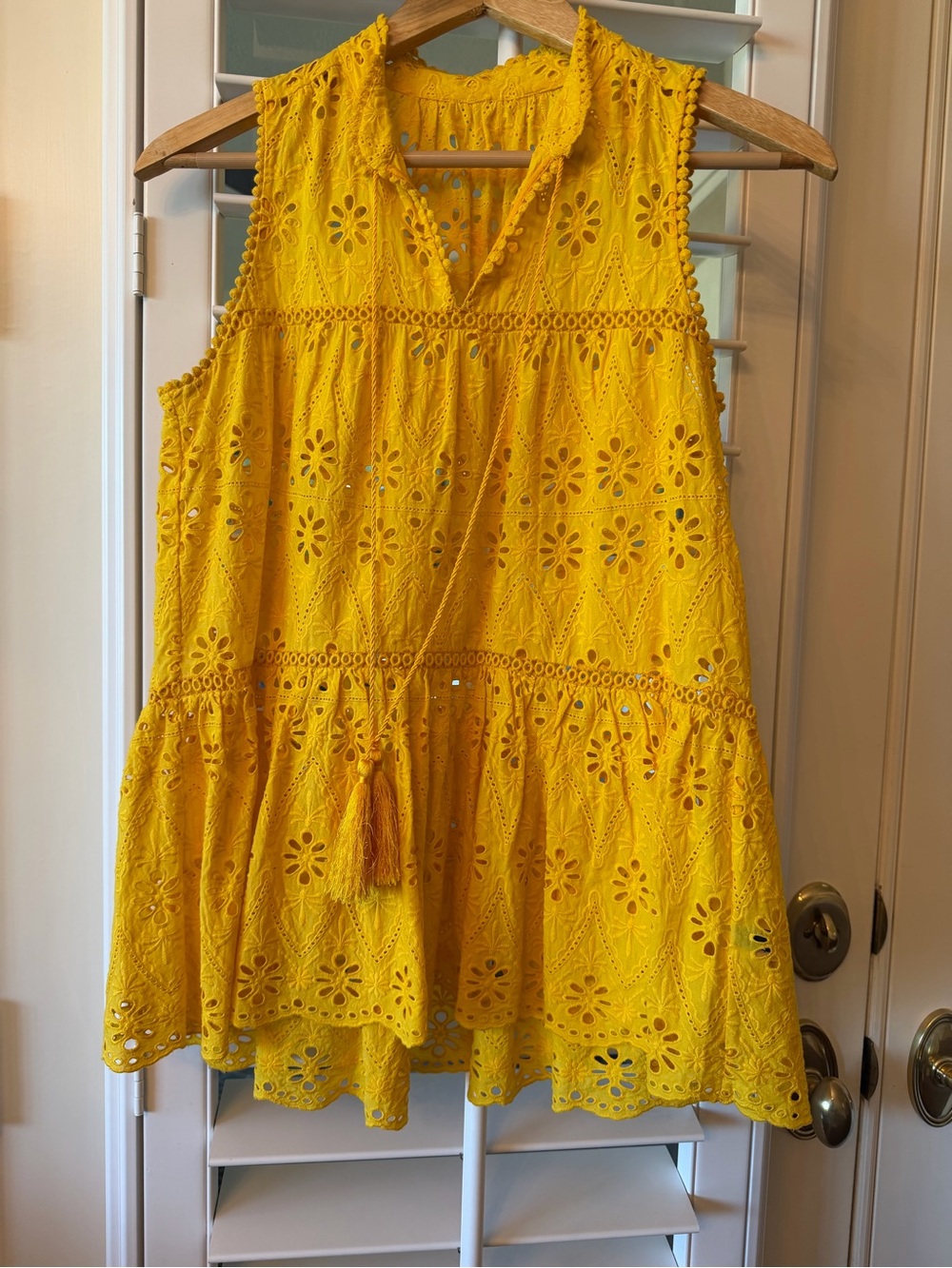 Kate Spade Yellow Eyelet Sleeveless Tunic Top